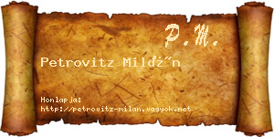 Petrovitz Milán névjegykártya